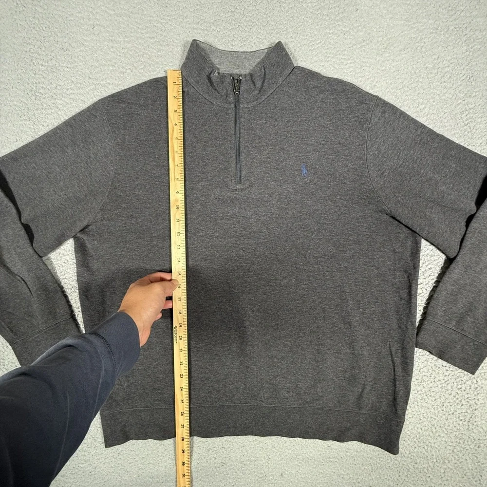 Polo Ralph Lauren Sweater Mens XL Gray 1/4 Zip Pullover Viscose Blend Preppy‎